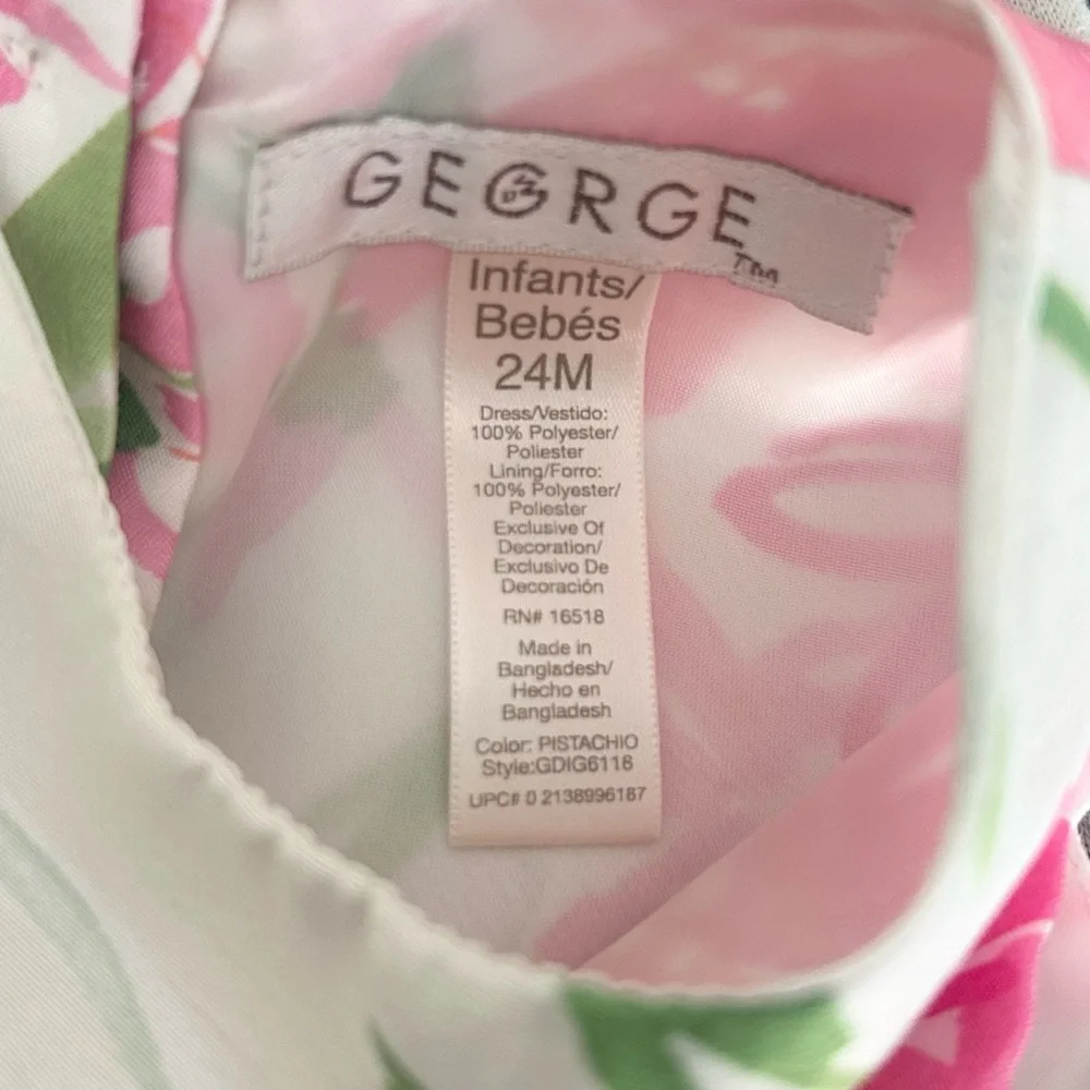 George Rose Knot Pink and Green Floral Kids Girls 24 Months Dress